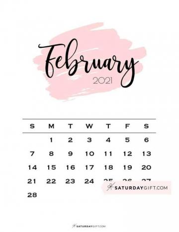 Cute Printable February Calendar Saturdaygift