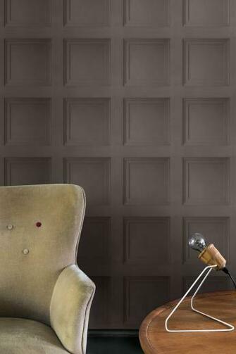 Contempoary Faux Paneling Warm Grey Wainscot Wallpaper Walls