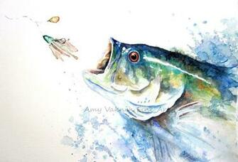 Large Mouth Bass Fish Print Sport Watercolor