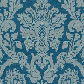 Wallpaper Kensington Glitter Damask Blue Lancashire