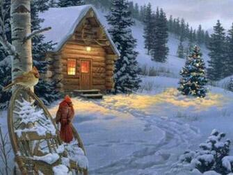 Cardinals In The Snow Christmas Landscapes Wallpaper Image