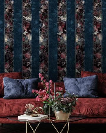 Blue Maximalist Floral Wallpaper Feathr
