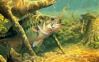 Fish Sport Water Fishes Underwater Lake River Artwork Bass Wallpaper