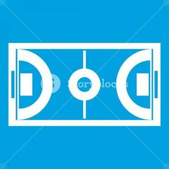 Futsal Or Indoor Soccer Field Icon White Isolated On Blue