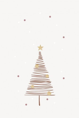 Cute Christmas Tree Sticker Hand Drawn Doodle In Red Vector