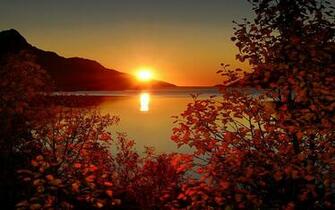 Sea Mountains Autumn Tree Branches X Close