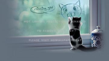 Missing You Word Kitten Beautiful Cute Art Sad Cat Image HD