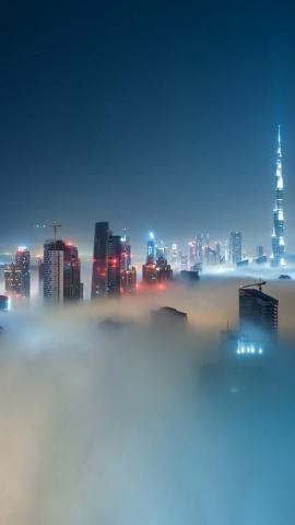 Dubai Cityscapes In Night iPhone Wallpaper