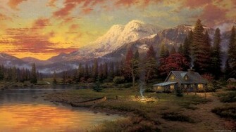 Thomas Kinkade Wallpaper Paintings Art HD Desktop