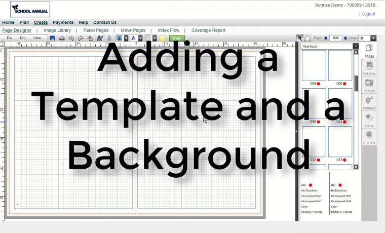 Placing A Template And Background On Your Yearbook School Annual