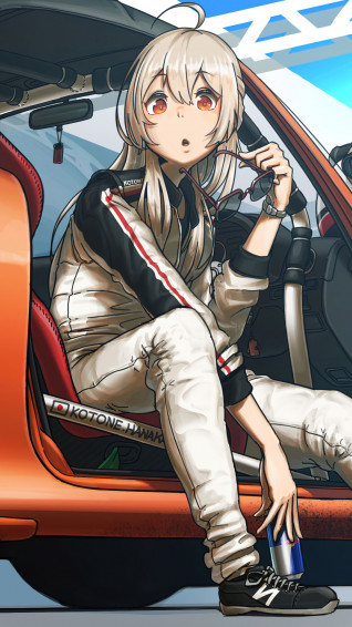 Anime Girl Racing Car Art 4k Phone iPhone Wallpaper 4670b