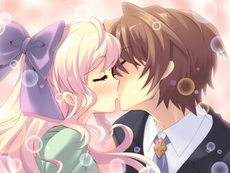Anime Couple Kissing Wallpaper HD