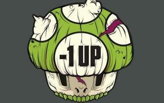 Super Mario Mushrooms Negative Game One Up Wallpaper