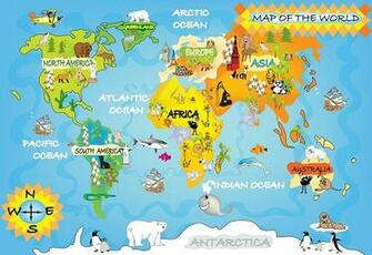 World Map For Children Childrens Wall Mural