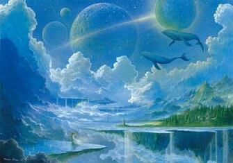 Clouds Planet Scenery Anime HD Wallpaper Desktop Pc Background
