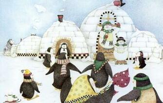 Wallpaper Winter Childhood Holiday Penguins Snowman Image For