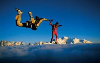 Wallpaper The Sky Clouds Snow Mountains Parachute Container