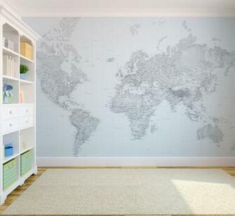 Black And White World Map Wallpaper Eclectic London