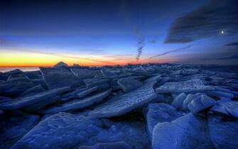 Lakes Frozen Winter Sky Clouds Sunrise Sunset HDr Wallpaper Background