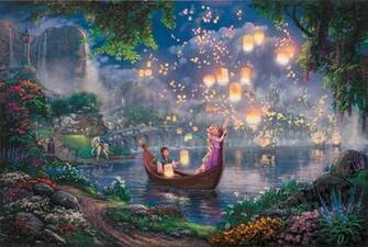 Tangled Wallpaper Thomas Kinkade Painting Walt Disney