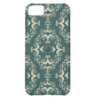 Good Luck Damask Evil Eye Teal Wallpaper Pattern iPhone 5c Covers