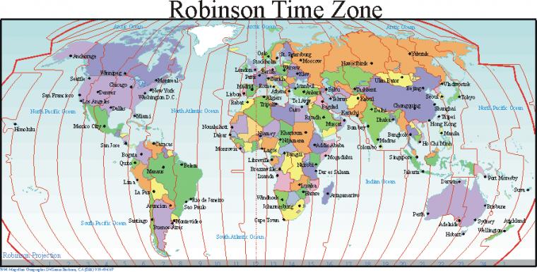Printable World Time Zone Map