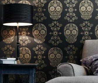 Gold Sugar Skull Wallpaper Cool Material