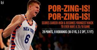 Kristaps Porzingis Scores Career High Vs Hornets Makes Knicks