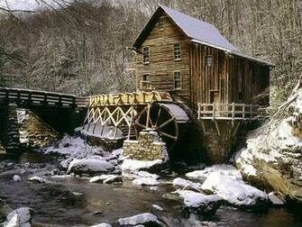 In Winter Babcock State Park West Virginia Wallpaper