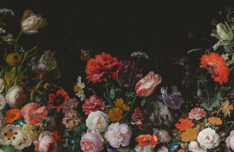 Dark Floral Flower Arrangement Wallpaper Mural