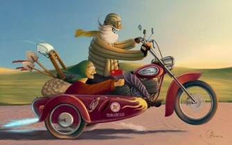 Motorcycles Vintage Postcards Wallpaper