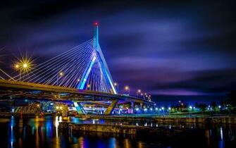 Architecture Bridges Boston Boswash Cities City Night Skyline Usa