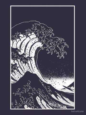 Black White Hokusai Great Wave Essential T Shirt By Helveticate