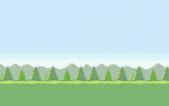 Wallpaper Field Grass Trees Sky Mountains Bit