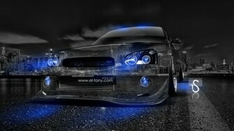 Subaru Wrx Sti Jdm Crystal City Car Blue Neon HD Wallpaper