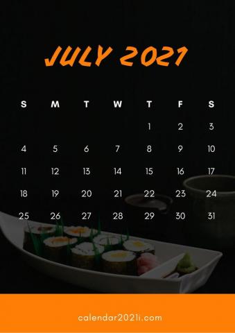 July Calendar HD Wallpaper For iPhone Background