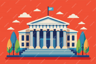 A Vibrant Flat Illustration Depicting Supreme Court Building With Wallpaper