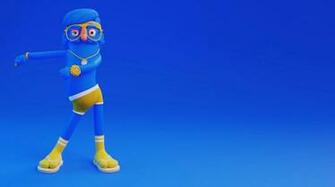 Blue Dude Fortnite Celebration By Olivier Pautot Wallpaper