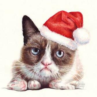 Grumpy Cat As Santa Holiday Portrait By Olechka01