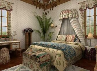 American Country Style Bedroom Wallpaper Decoration Rendering New