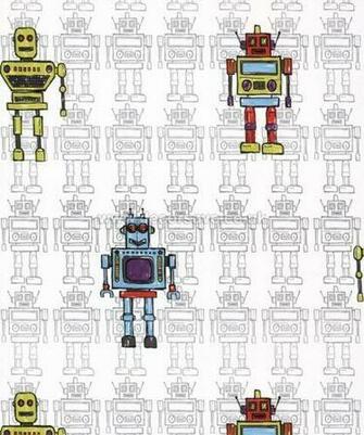 Arthouse Opera Fun Retro Robot Wallpaper Childrens Kids Multi