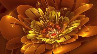 Abstract Flowers Wallpaper Orange