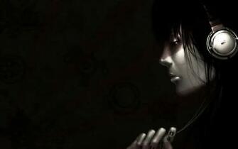Headphones Dark Sad Wallpaper