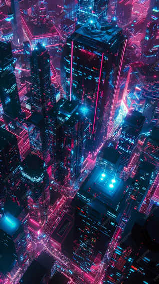 Vibrant Neon Mobile Wallpaper With Futuristic Urban Design
