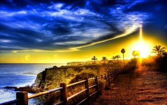 Clouds Sunrises Sea Oceans HD Landscape Image Background