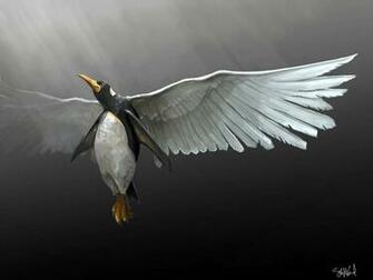 Flying Penguin Digital Wallpaper Linux Gnu HD