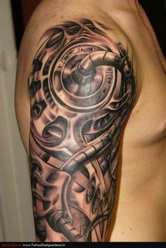Biomechanical Tattoo Design For Men On Sleeve Flash