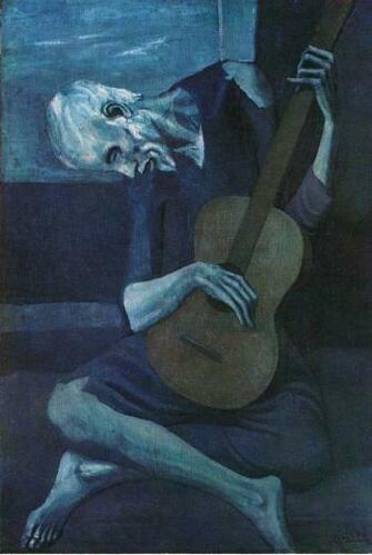 Old Blind Guitar Player A Picasso Blue Period Art Wallpaper Picture