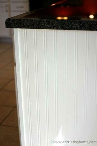 Use Wainscoting Wallpaper On Cabinet Ends For An Upgraded Look The