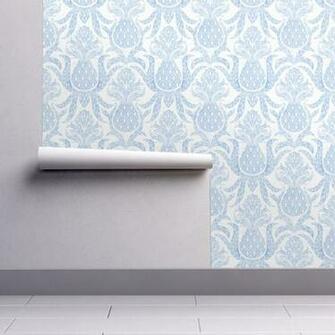 Modern Farmhouse Pineapple Decor Light Blue Wallpaper